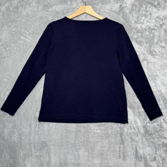 Talbots Top Womens SP Small Petite Navy Heavy Weight Cotton Lace Up Nautica1 - Picture 2 of 7